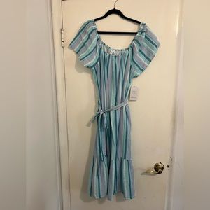 Time and Tru Blue Stripped Dress. Size XL (16-18). New With Tags